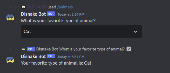 StringSelect example